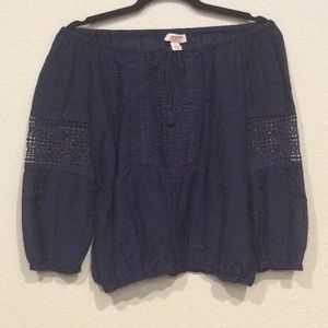 Blouse, Large, Navy Blue